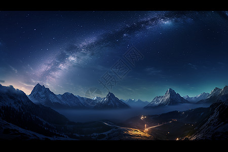 炫丽星空山间炫丽的夜空景观背景