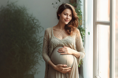 待产的年轻女性背景图片