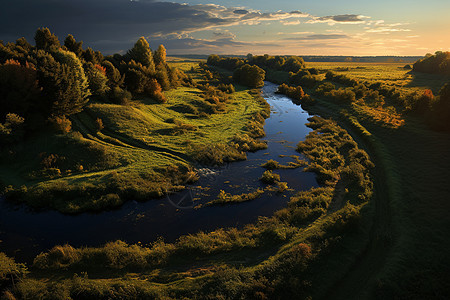 仙境中的河流背景图片