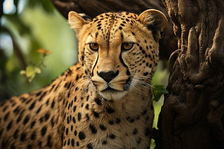 瞪视丛林的猎豹背景图片