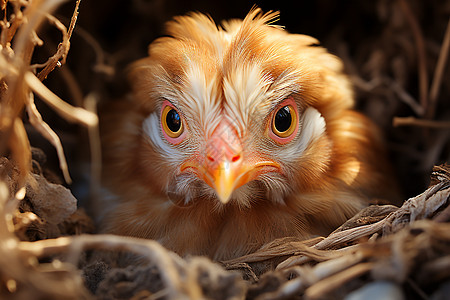 温暖巢穴中的鸡背景图片