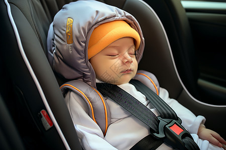 安全座椅上睡觉的婴儿图片
