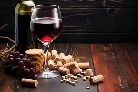 桌子上的葡萄和美酒背景图片