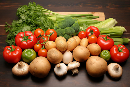 番茄土豆五彩斑斓的蔬菜背景