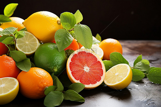桌面上的柑橘水果图片