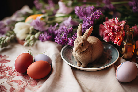 盘子里的兔子背景图片