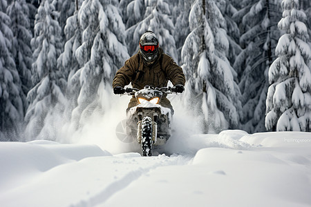 雪地里的摩托车手图片