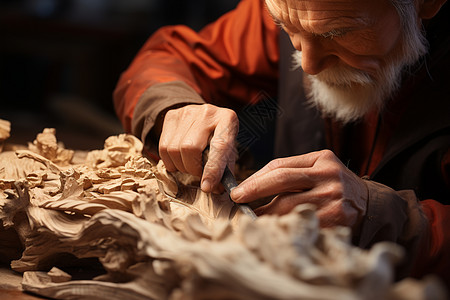 传统文化的雕刻木工图片