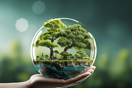 玻璃球里面的森林生态图片