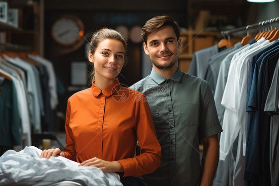 服装店中时尚的男女图片