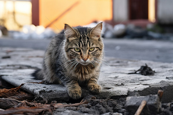 灰色流浪猫图片