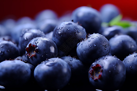 水滴覆盖的蓝莓图片