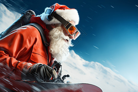 圣诞老人坐着雪橇图片