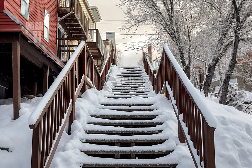 冬日红楼与雪景图片