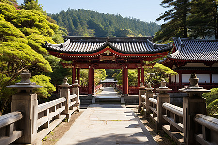 历史性宁静的日本寺庙背景