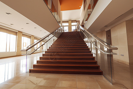 玻璃扶手的楼梯背景图片