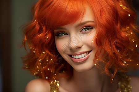 红发美女背景图片