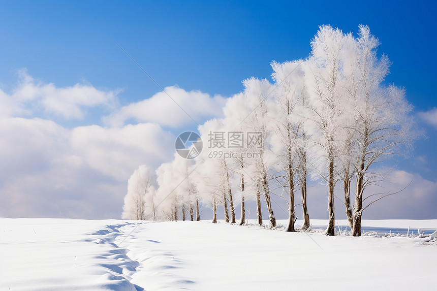 冰雪中的树木图片