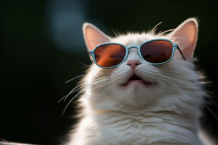戴眼镜的宠物猫咪背景图片