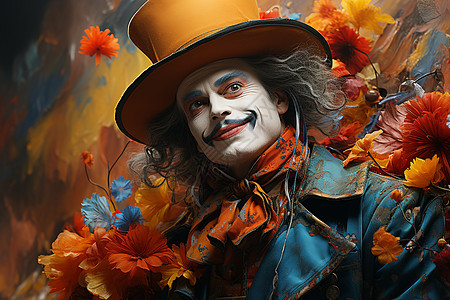彩色小丑的艺术油画图片