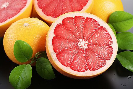新鲜多汁的柚子背景图片