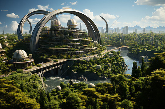未来派的山水之城建筑图片