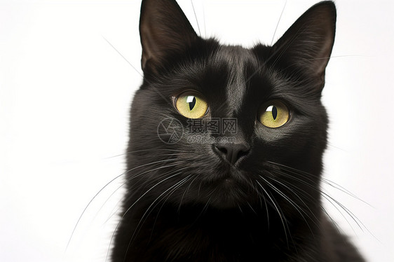 凝视镜头的黑毛猫咪图片