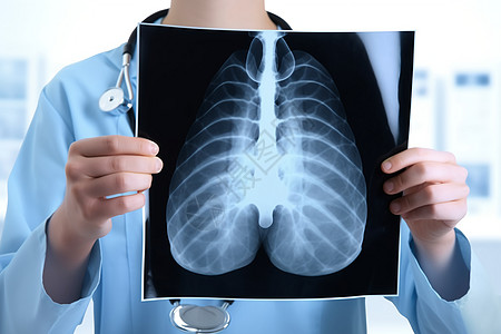 胸部CT医生检查患者的胸部光片背景