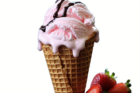 缤纷夏日冰淇淋清凉解暑的草莓冰淇淋背景