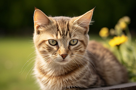 草地上的宠物猫咪图片