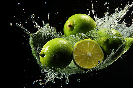 清洗柠檬喷溅的水滴图片
