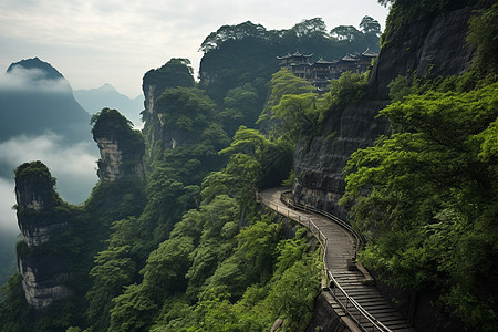 森林公园的悬崖峭壁背景图片