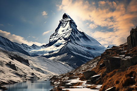 雄伟的雪山风景图片