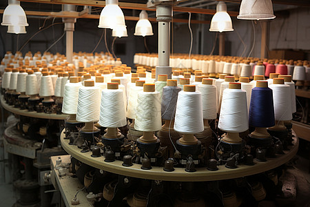 纺织厂机器上的线轴背景图片