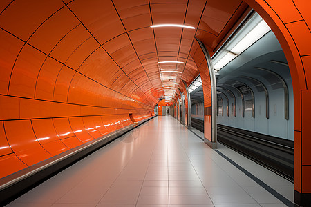 地铁到站列车站的长廊背景