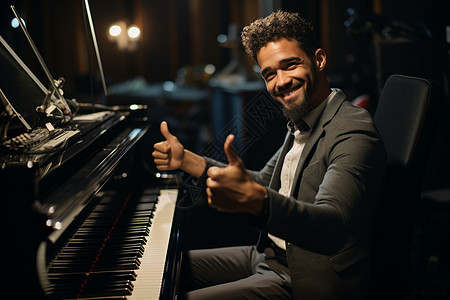 微笑的钢琴演奏家图片