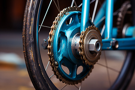 蓝色自行车轮图片