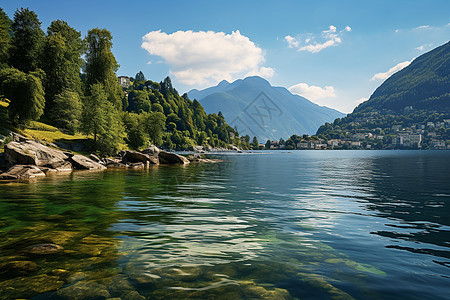 湖泊山脉美丽风景图片