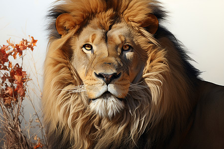 一头狮子背景图片