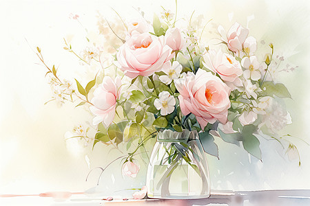 花瓶中的玫瑰背景图片