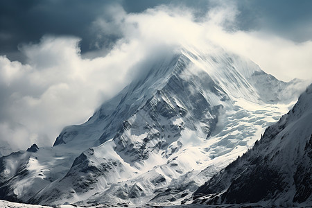 寒冷的雪山山脉背景图片