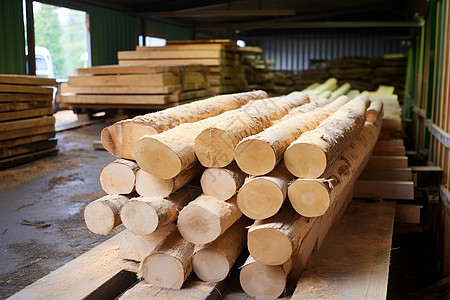 仓库里的木材木棍图片