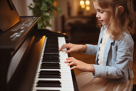 女孩弹奏钢琴图片
