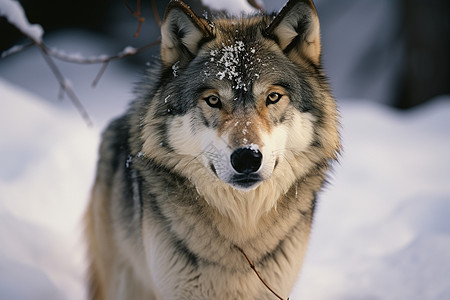 狼在雪地中图片