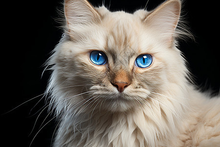 蓝色眼睛的白猫背景图片