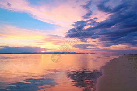 日落时分的海滩背景图片