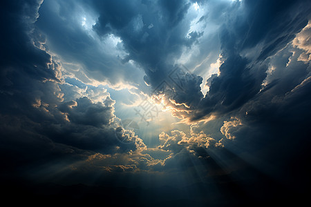 阳光穿过云海背景图片