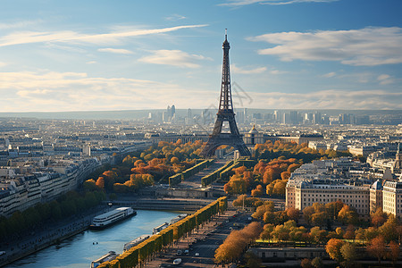 黄昏下巴黎铁塔图片
