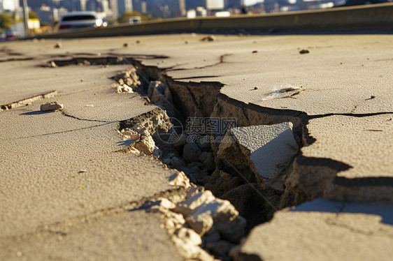 道路上的裂缝图片