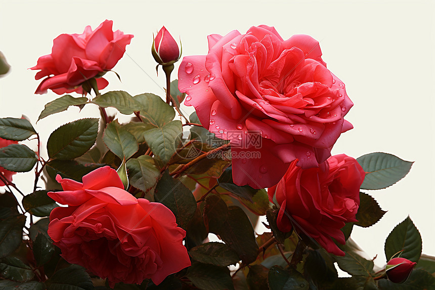 花园里面生长的红玫瑰图片
